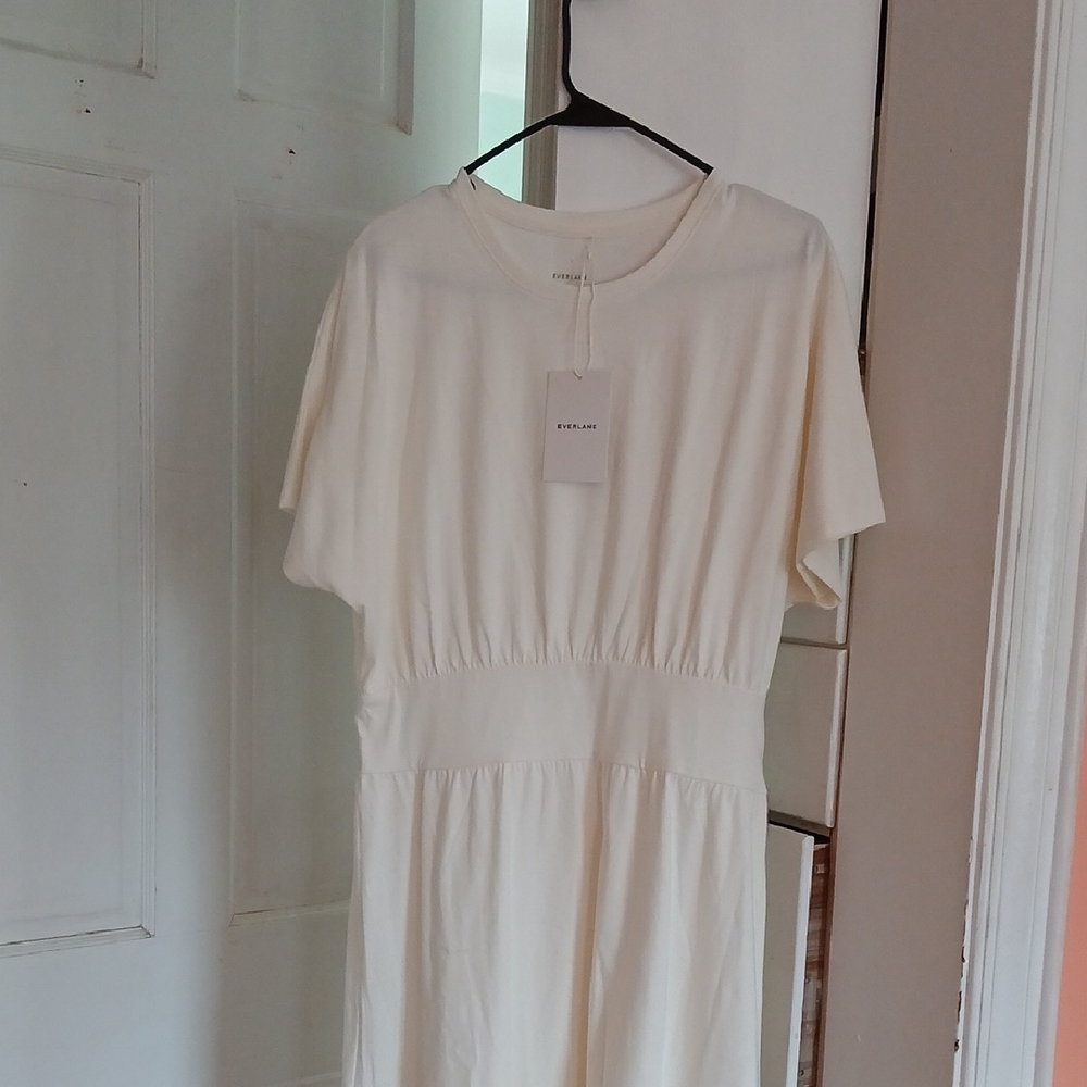Everlane Ivory Short-Sleeve Midi Dress